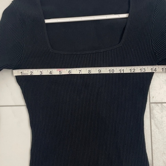 Abercrombie & Fitch Black Ribbed Bodysuit Long Sleeve’s Square Neck Sz S - Picture 9 of 13